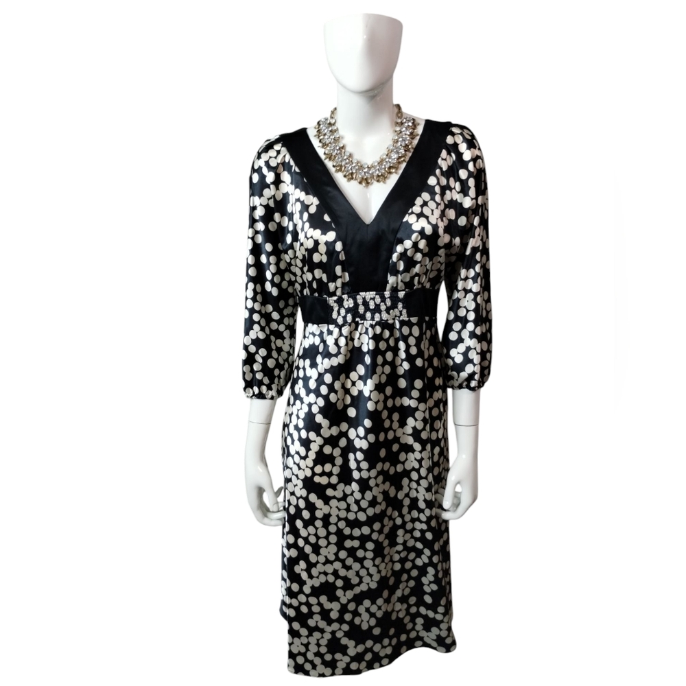 Harold's Women's Silk Polka Dot Midi Classy Dainty Feminine Wedding Dress Size 4